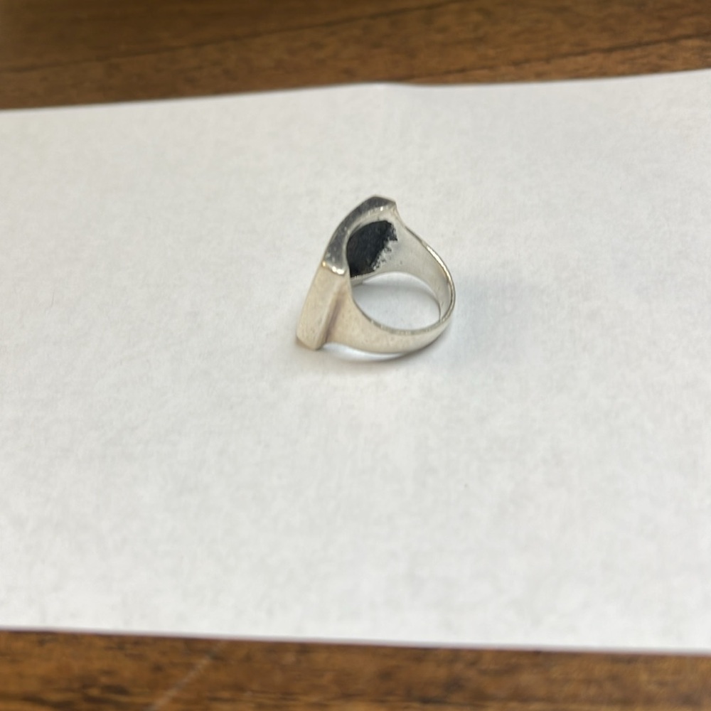 Silver Square Ring With Intricate Design View 4